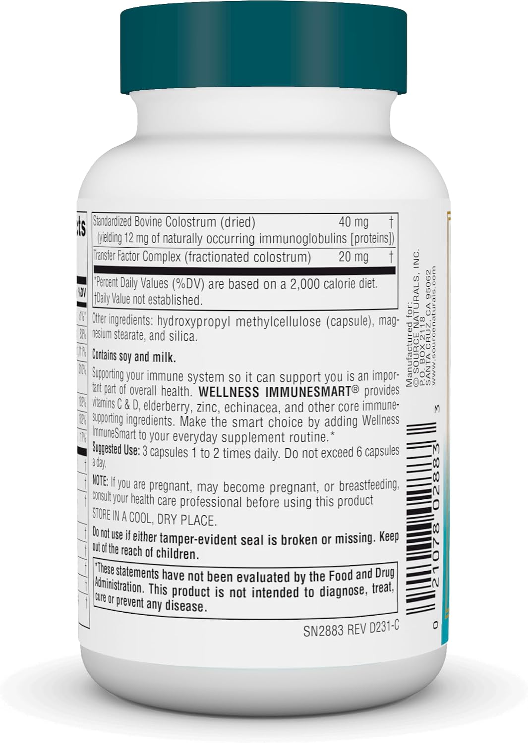 Source Naturals Wellness ImmuneSmart - Apoyo Inmune Diario - 45 Cápsulas
