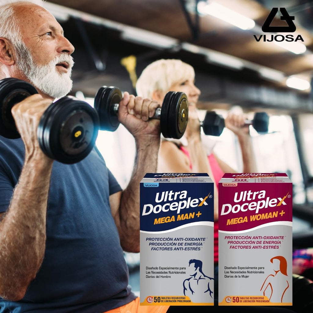 Ultra Doceplex Mega Man+ & Mega Woman+ – Antioxidant, Energy Boost, Stress Relief – 50 Prolonged-Release Tablets Each – Tailored Daily Nutrition for Men and Women