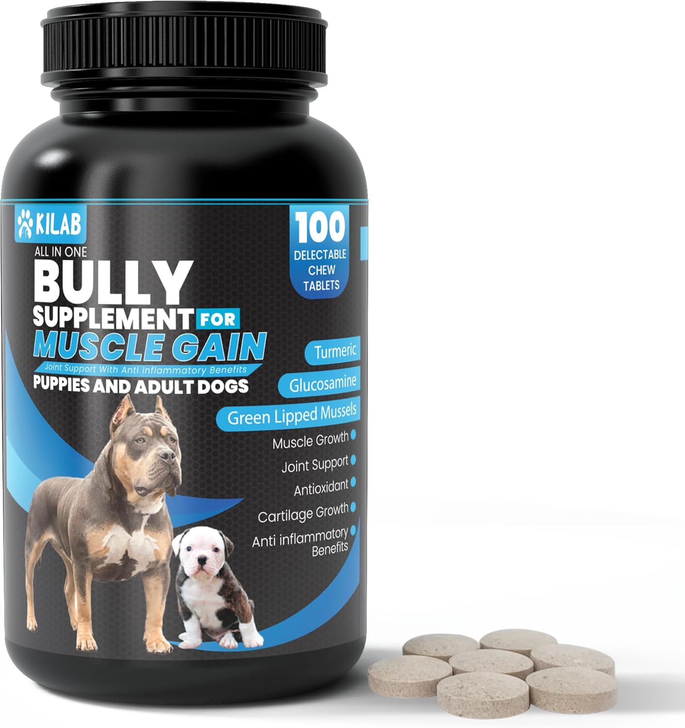 Kilab Dog Weight Gainer – 100 Comprimidos Masticables para Perros