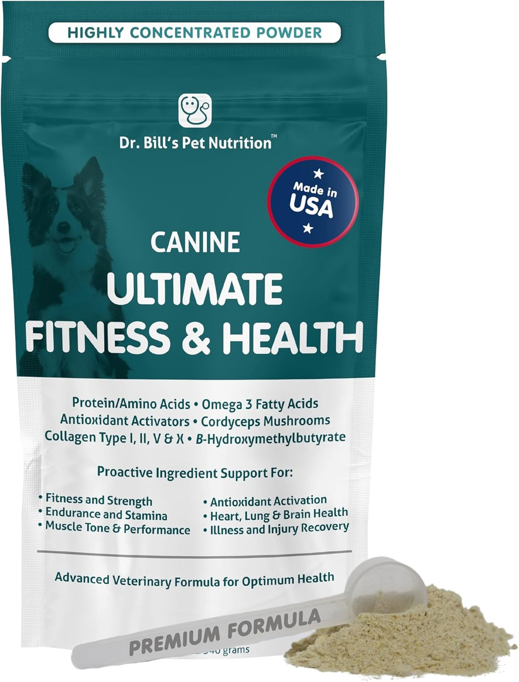 Dr. Bill’s Canine Ultimate Fitness & Health – Multivitamínico diario para perros para energía, longevidad y apoyo corporal total (680g)