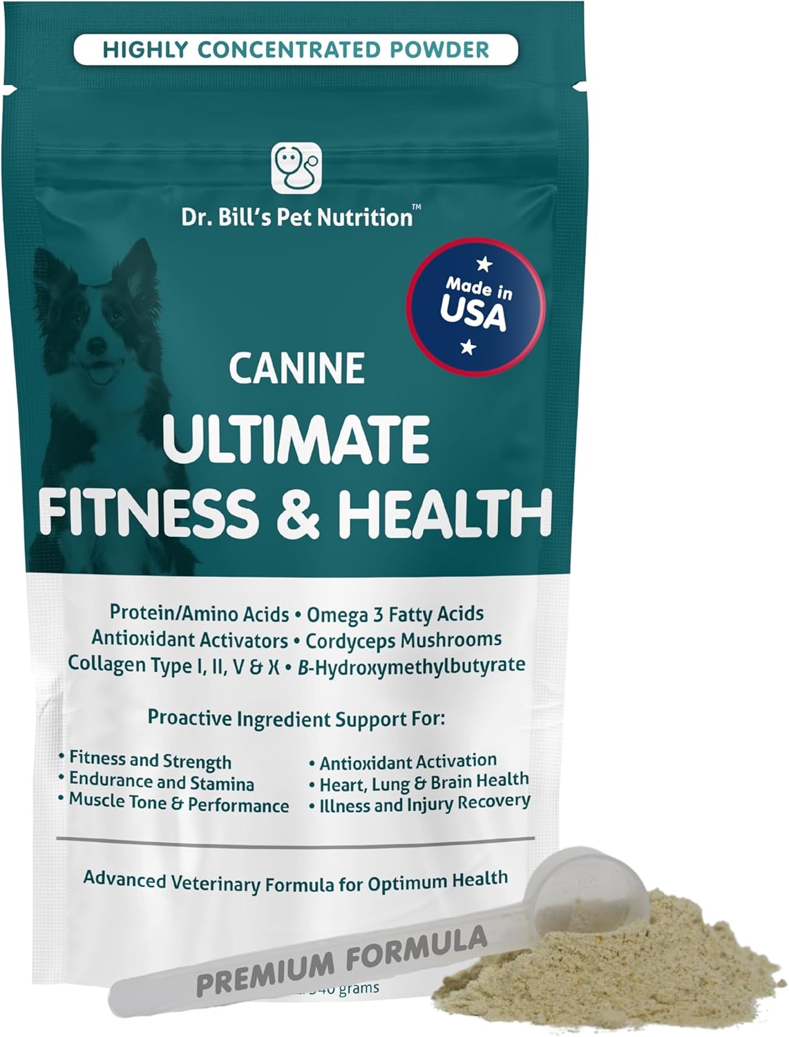 Dr. Bill’s Canine Ultimate Fitness & Health – Multivitamínico diario para perros para energía, longevidad y apoyo corporal total (680g)