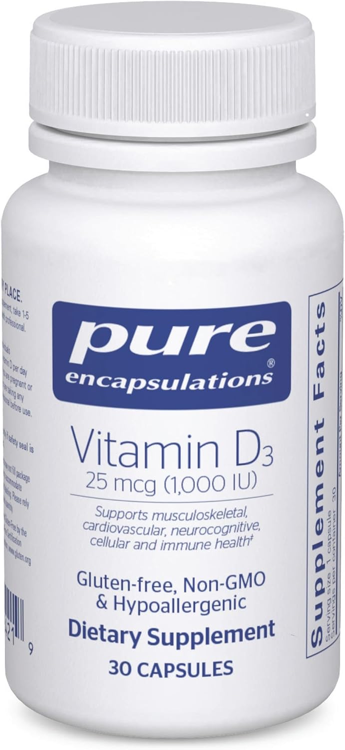 Pure Encapsulations Vitamina D3 25 mcg (1,000 UI) - 30 Cápsulas