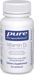 Pure Encapsulations Vitamina D3 25 mcg (1,000 UI) - 30 Cápsulas