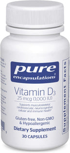 Pure Encapsulations Vitamina D3 25 mcg (1,000 UI) - 30 Cápsulas