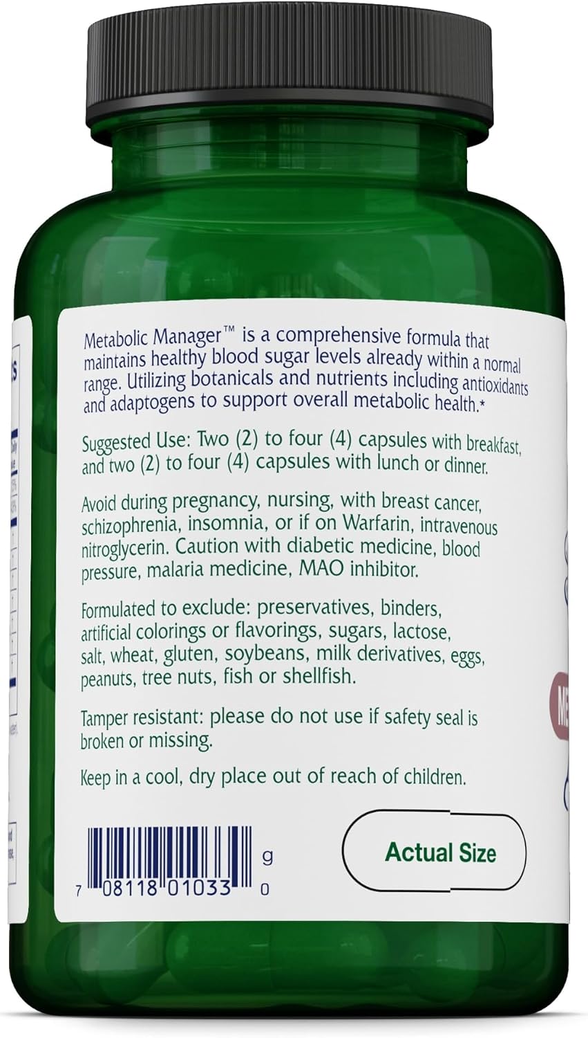 Vitanica Metabolic Manager - Suplemento Herbal para Apoyo Metabólico Saludable con Vitamina D - Vegano - 120 Cápsulas