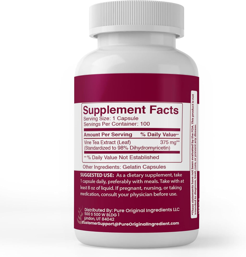 Pure Original Ingredients DHM (Dihydromyricetin) - 100 Cápsulas, Puro sin Aditivos