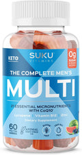 SUKU Multivitamínico Diario para Hombres en Gominolas – Vitaminas A, B12, C, D3, E, Zinc, CoQ10 y Licopeno – Sin Azúcar, Vegano, Sabor Frutas – 60 Gominolas