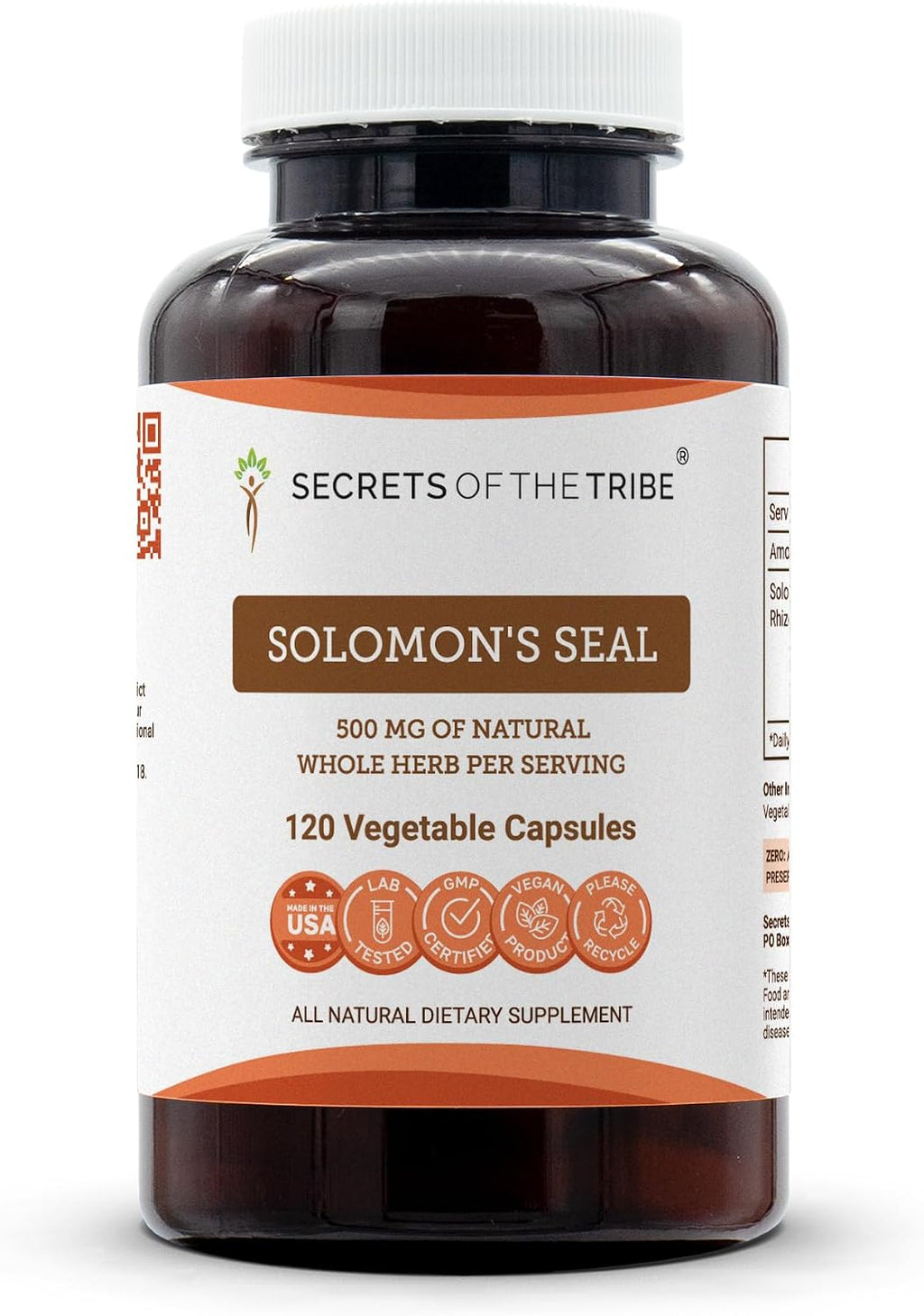 Secrets of the Tribe Sello de Salomón 120 Cápsulas, 500 mg - Rizoma Seco Silvestre (Polygonatum odoratum)