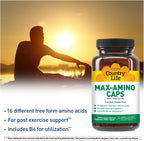 Country Life Maxi-Amino Caps – 16 Aminoácidos Libres – 180 Cápsulas Vegetales