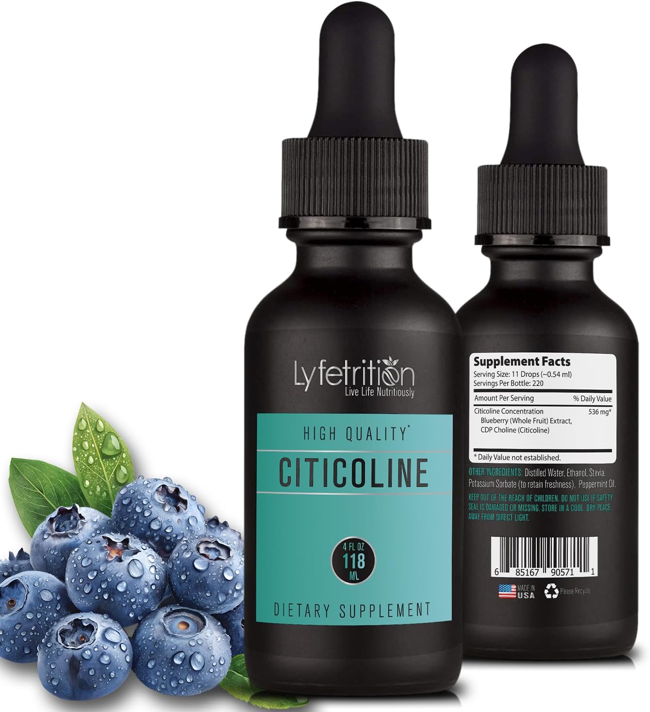 Lyfetrition Citicolina Gotas Líquidas 536 mg, 118 ml, 220 Dosis