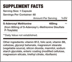 7c SAM-e 400 mg (S-Adenosilmetionina) con Vitaminas B6 y B12, Estado de Ánimo y Confort Articular, Vegano, Sin Gluten, 60 Cápsulas Gastrorresistentes