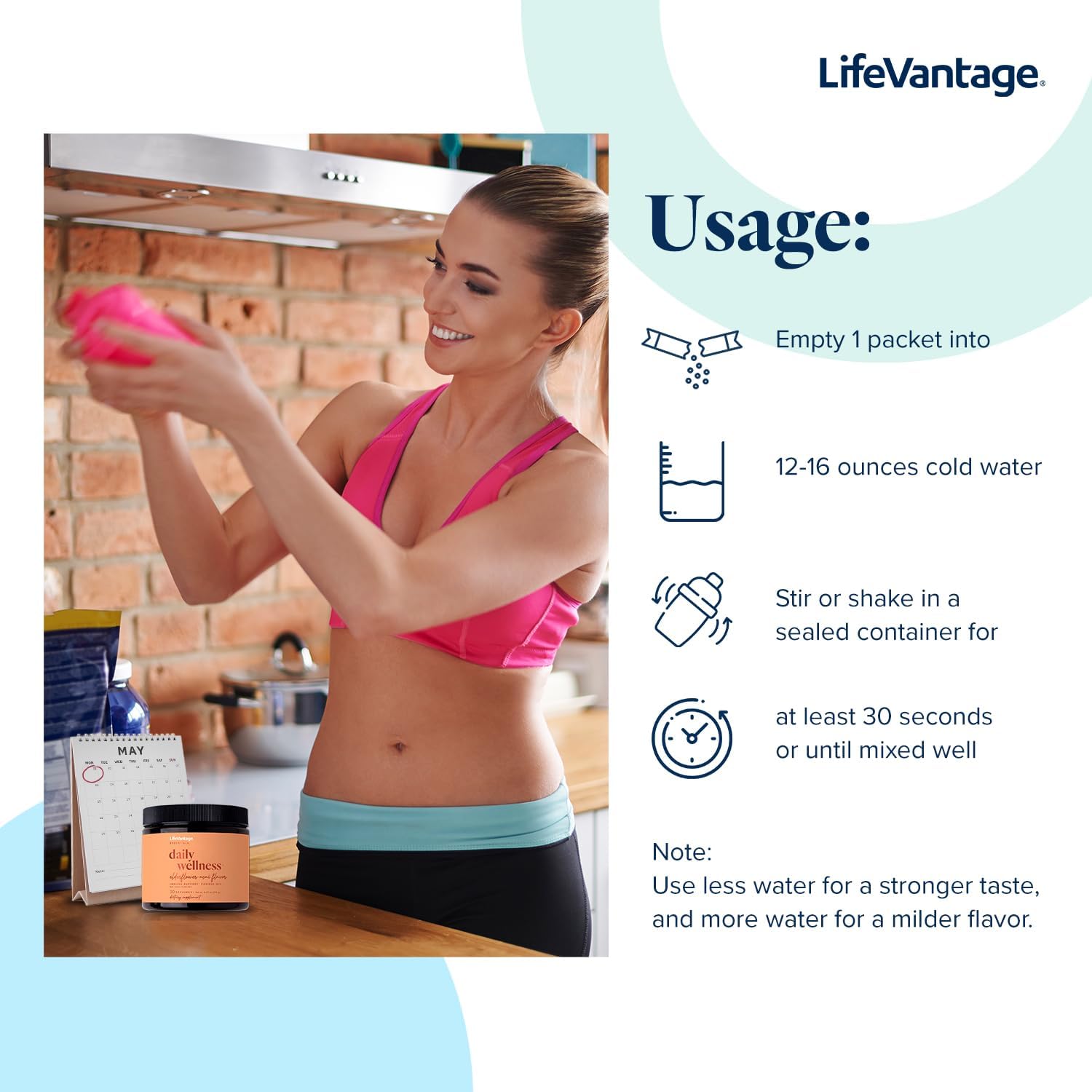 LifeVantage Daily Wellness Mezcla de Bebida de Apoyo Inmunitario, Sabor Saúco-Acai, 178g (30 porciones)