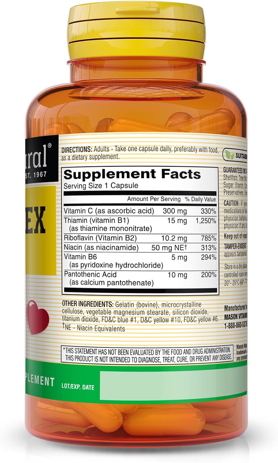 MASON NATURAL Complejo B con Vitamina C – 100 Cápsulas