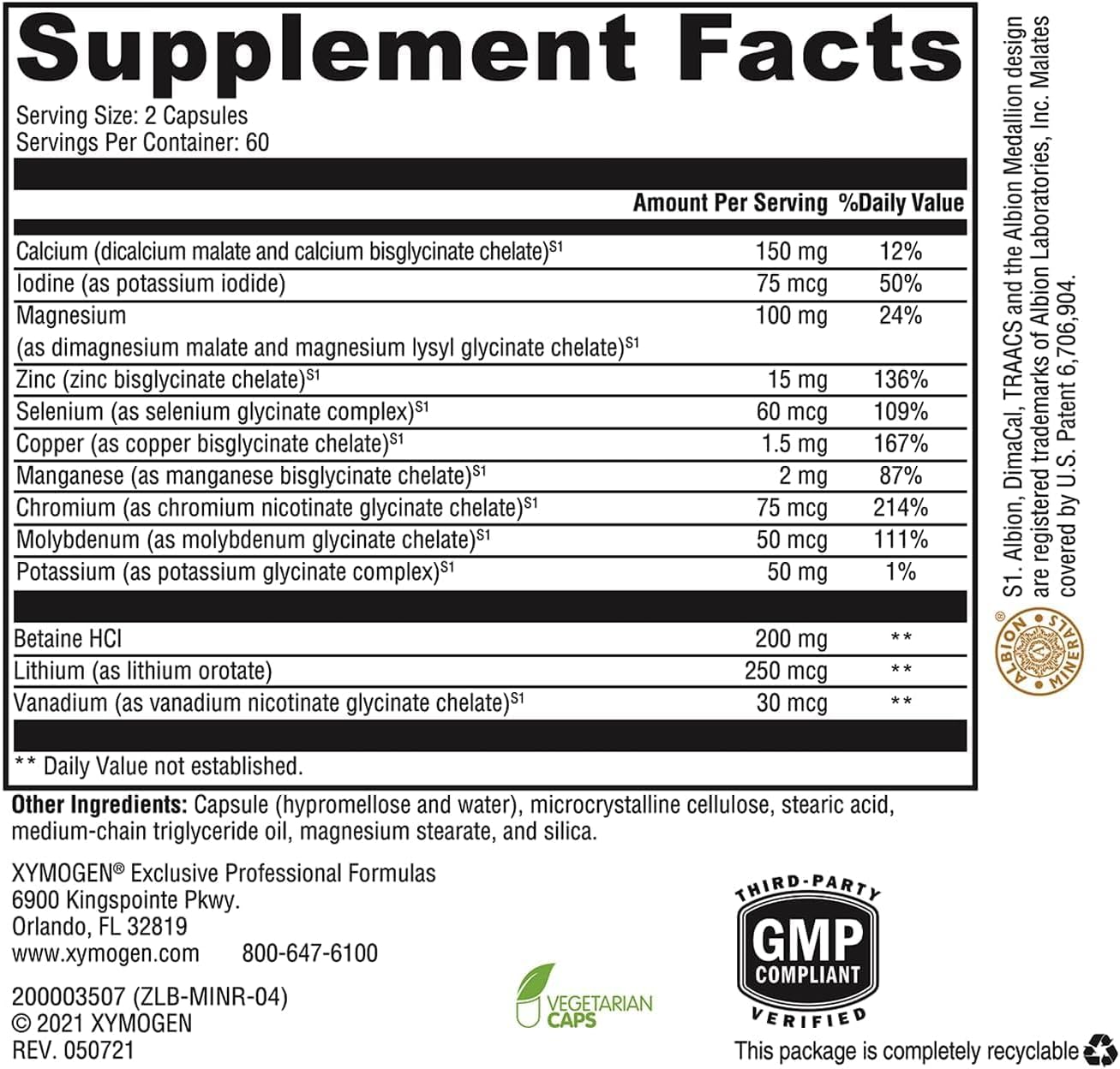 XYMOGEN MinRex Multimineral Complex - 120 Capsules