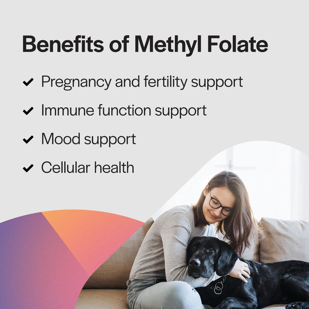 PureFormulas Methylfolate 800 mcg – Active B9 (5-MTHF) for Cardiovascular, Nerve & Mood Health, Non-GMO Vegetarian Tablets, 60 Count