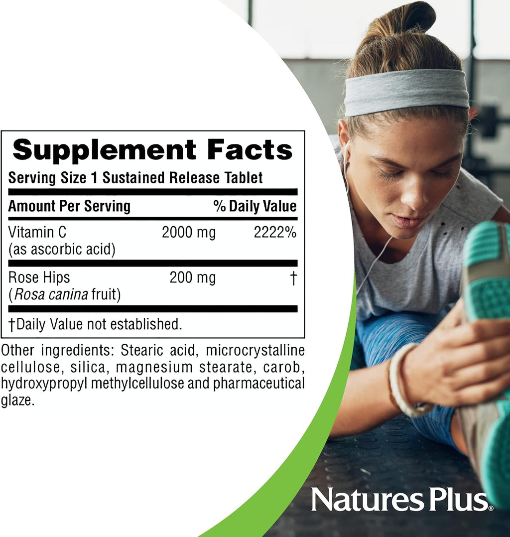 NaturesPlus Ultra C con Escaramujo, 2000 mg, 90 comprimidos vegetales - Liberación Sostenida
