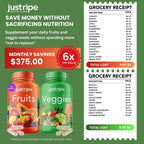 Just Ripe Nutrition - Suplemento de Frutas y Verduras, 180 Cápsulas (90 Frutas + 90 Verduras)