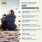 Seven Shrooms - Suplemento Orgánico de Setas para Perros (7 Setas Enteras: Turkey Tail, Reishi, Cordyceps, Shiitake, Maitake) - Polvo de Apoyo Inmunitario con Beta-Glucanos, Formulado por Veterinarios