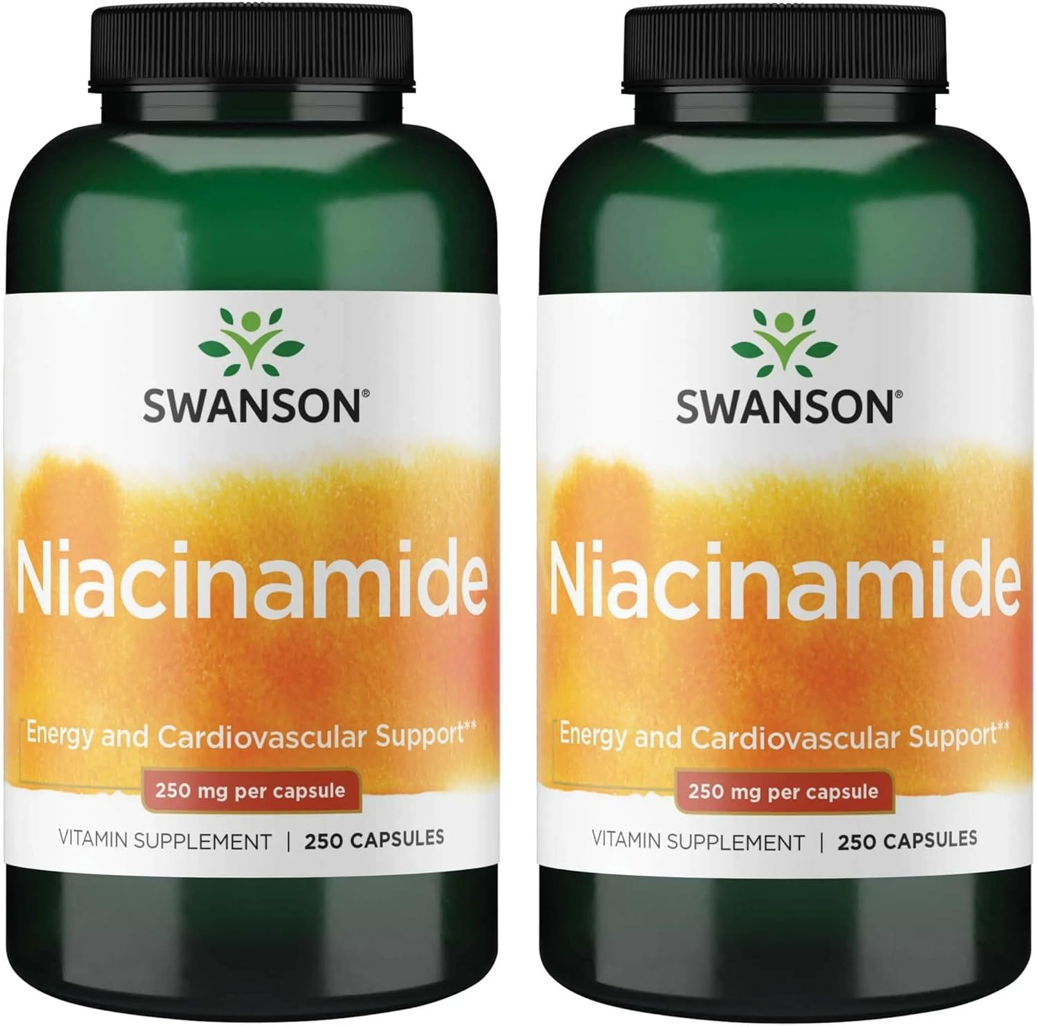 Swanson Niacinamida Vitamina B3 250 mg (250 Cápsulas, Paquete de 2)