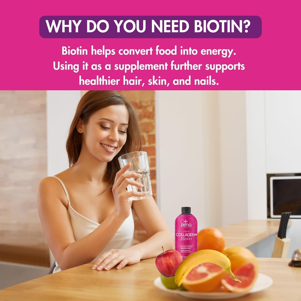 Zena Nutrition Colágeno Líquido Premium con Biotina – 887 ml (30 oz)