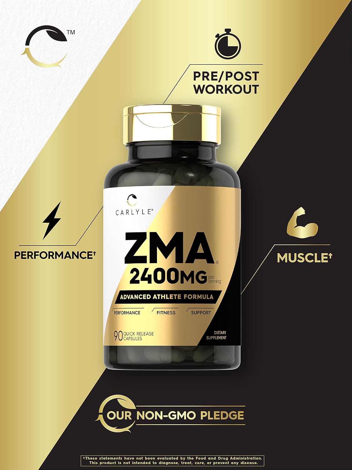 Carlyle ZMA - Suplemento de Zinc, Magnesio y Vitamina B6 | 90 Cápsulas | Sin Gluten y No-GMO