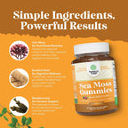 Gominolas de Sea Moss para Adultos y Niños - Veganas, con Burdock y Bladderwrack - Sabor a Bayas - 30 Unidades
