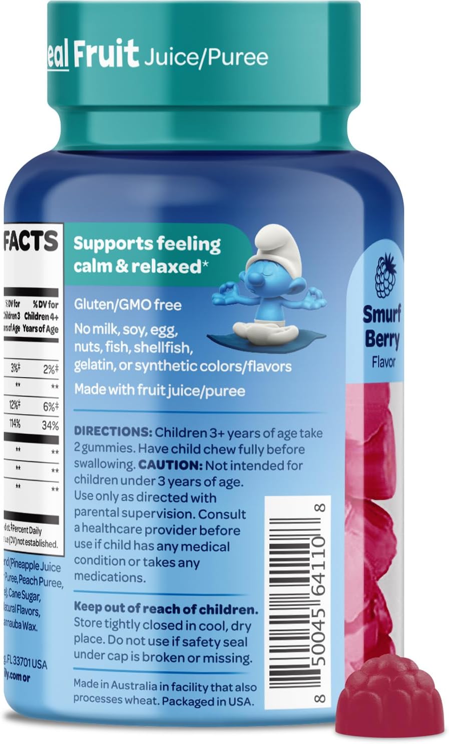 Smurfs Kids Calm Gummies – Gominolas Calmantes para Niños con Melisa y L-Teanina