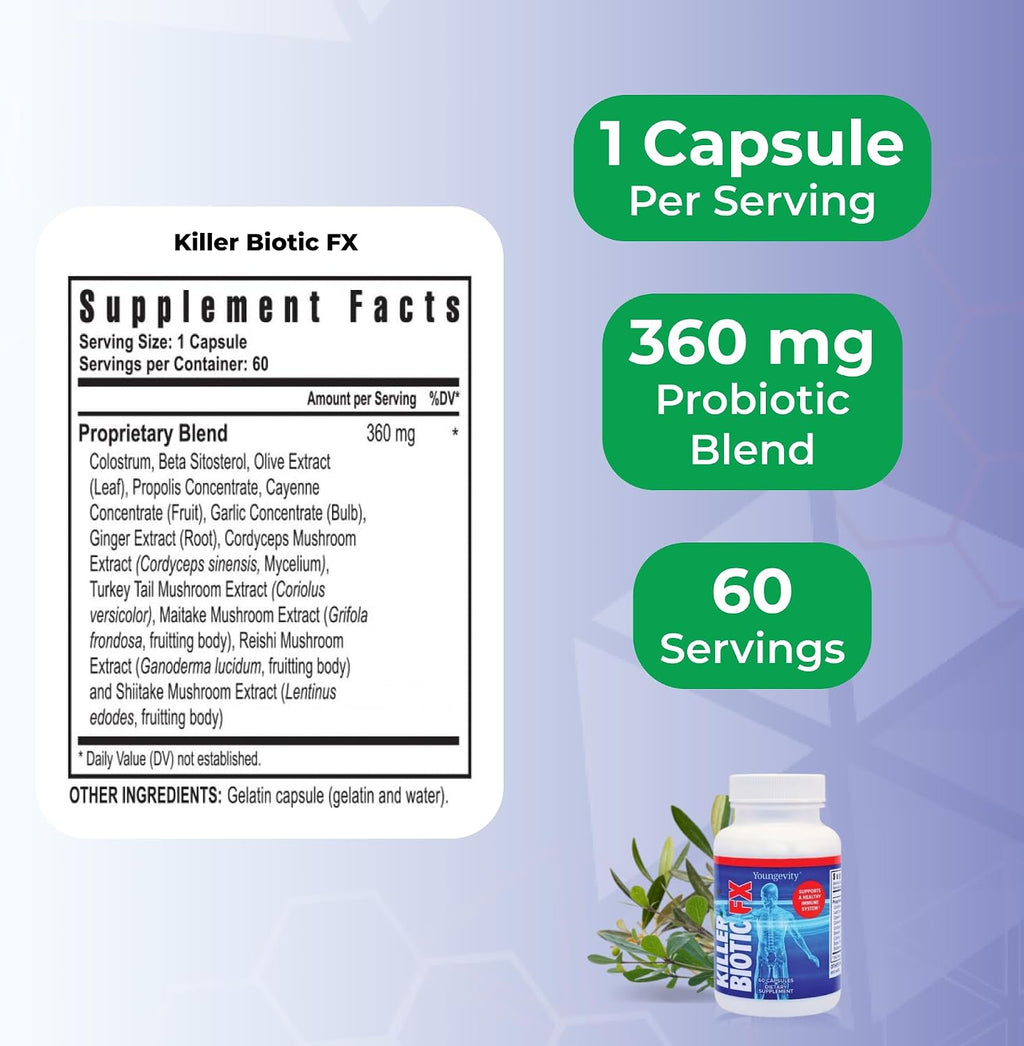 Youngevity Killer Biotic FX - Natural Immune Support, 60 Capsules