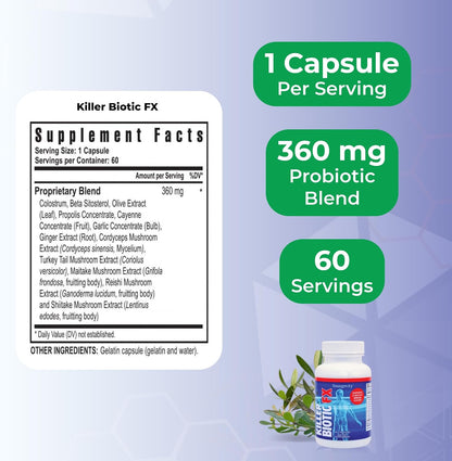 Youngevity Killer Biotic FX - Apoyo Inmunológico Natural, 60 Cápsulas – Image 3