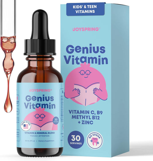 JoySpring Kids B Complex | Gotas líquidas de complejo B con saúco, zinc y vitamina C | Apoyo para el bienestar general (30 ml)