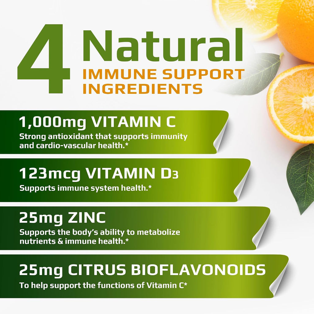 C D Z | Vitamina C (1000mg), Vitamina D3 (125mcg) y Zinc (25mg) | 120 Cápsulas Vegetarianas