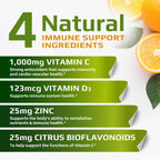 C D Z | Vitamina C (1000mg), Vitamina D3 (125mcg) y Zinc (25mg) | 120 Cápsulas Vegetarianas