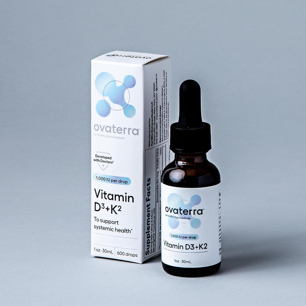 Ovaterra Vitamin D3 & K2 Liquid Drops - 1.000 UI D3 + 25 mcg K2 MK-7, Sabor Limón Natural, 600 Gotas - 10 Meses de Suministro