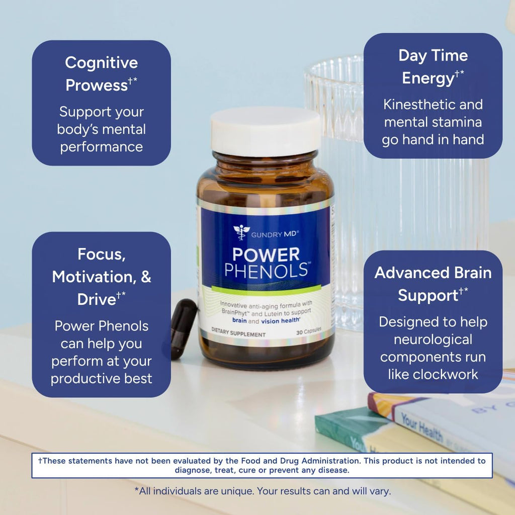 Gundry MD Power Phenols - Suplemento para la Salud Cerebral, Cognición y Energía (30 Cápsulas)