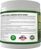 Ultimate Greens con MSM en Polvo - Superalimento Verde Vegano, 6 Paquetes (6 Meses de Suministro)