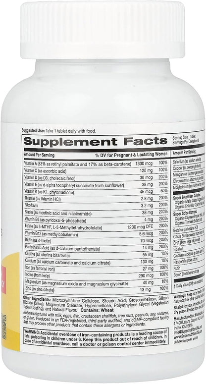 SuperNutrition Simply One® Multivitamínico Prenatal con Super Greens, Especias, Vitamina A y Folato, 90 Comprimidos – Image 2
