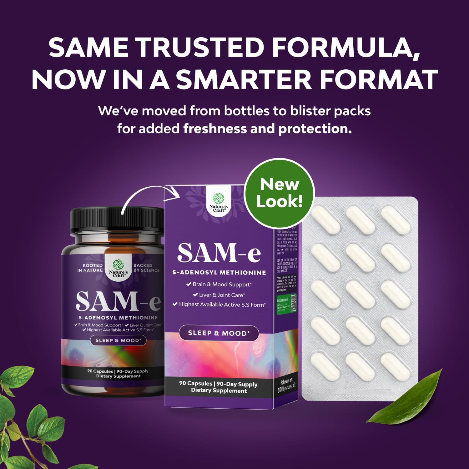 Pure SAM E Supplement 150mg, 90 Cápsulas - Natures Craft