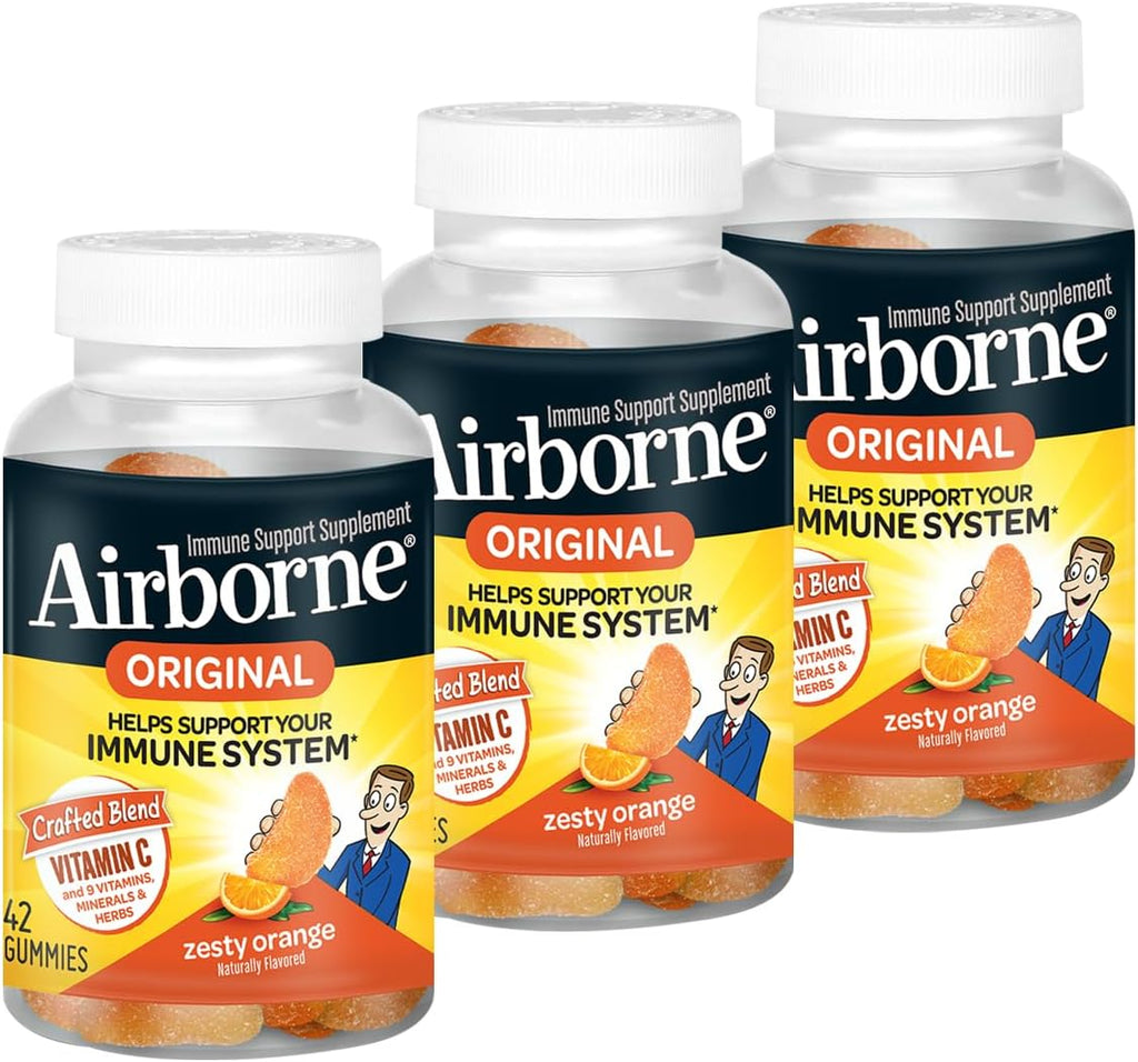 Airborne Vitamin C 750 mg Gummies de Naranja, 126 Gominolas (3 Envases)