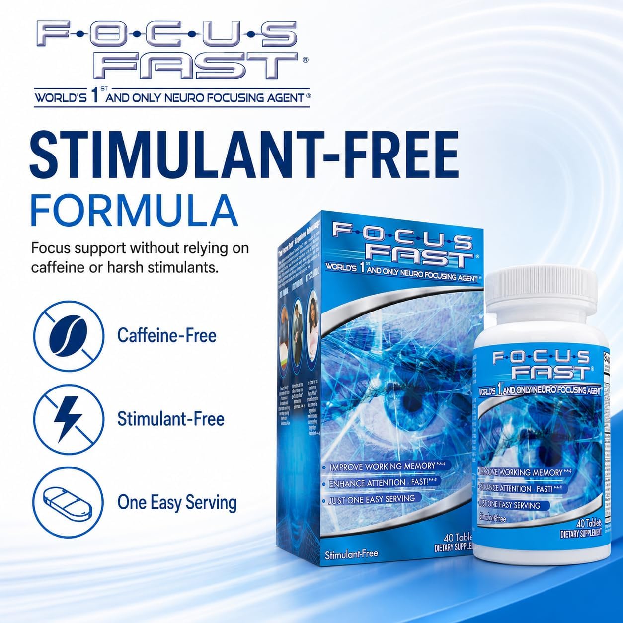 Focus Fast Brain Supplement - Mejora la Memoria, Concentración y Cognición