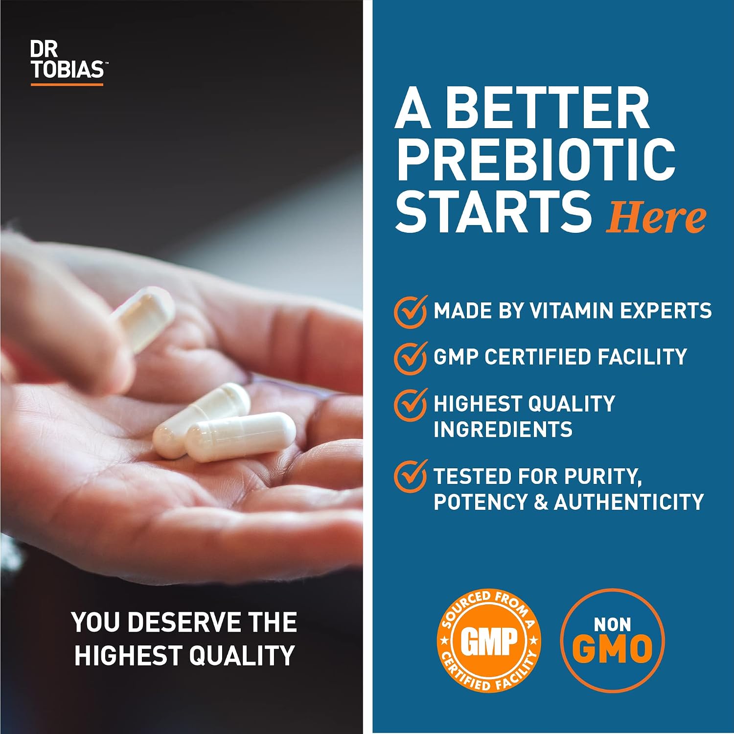 Dr. Tobias Prebiotics - 30 Capsules - Digestive Support and Gut Health