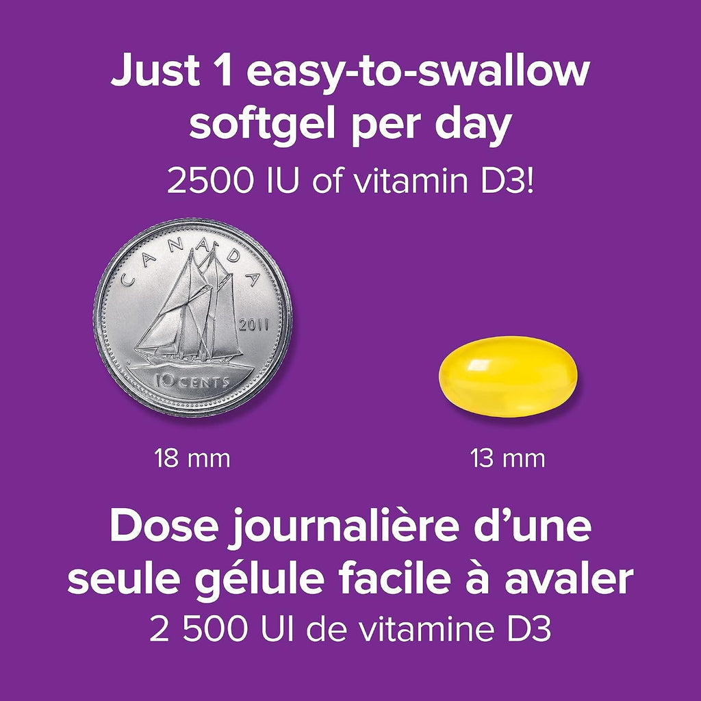 Webber Naturals Vitamina D3 2500 IU Extra Strength, 180 Cápsulas Blandas