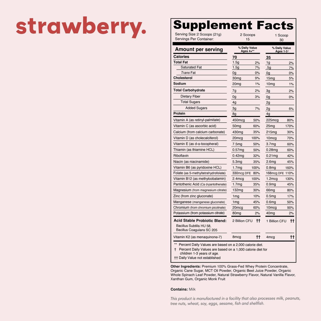 Nurished Mighty Strawberry Milk – Batido Multivitamínico y Proteico para Niños