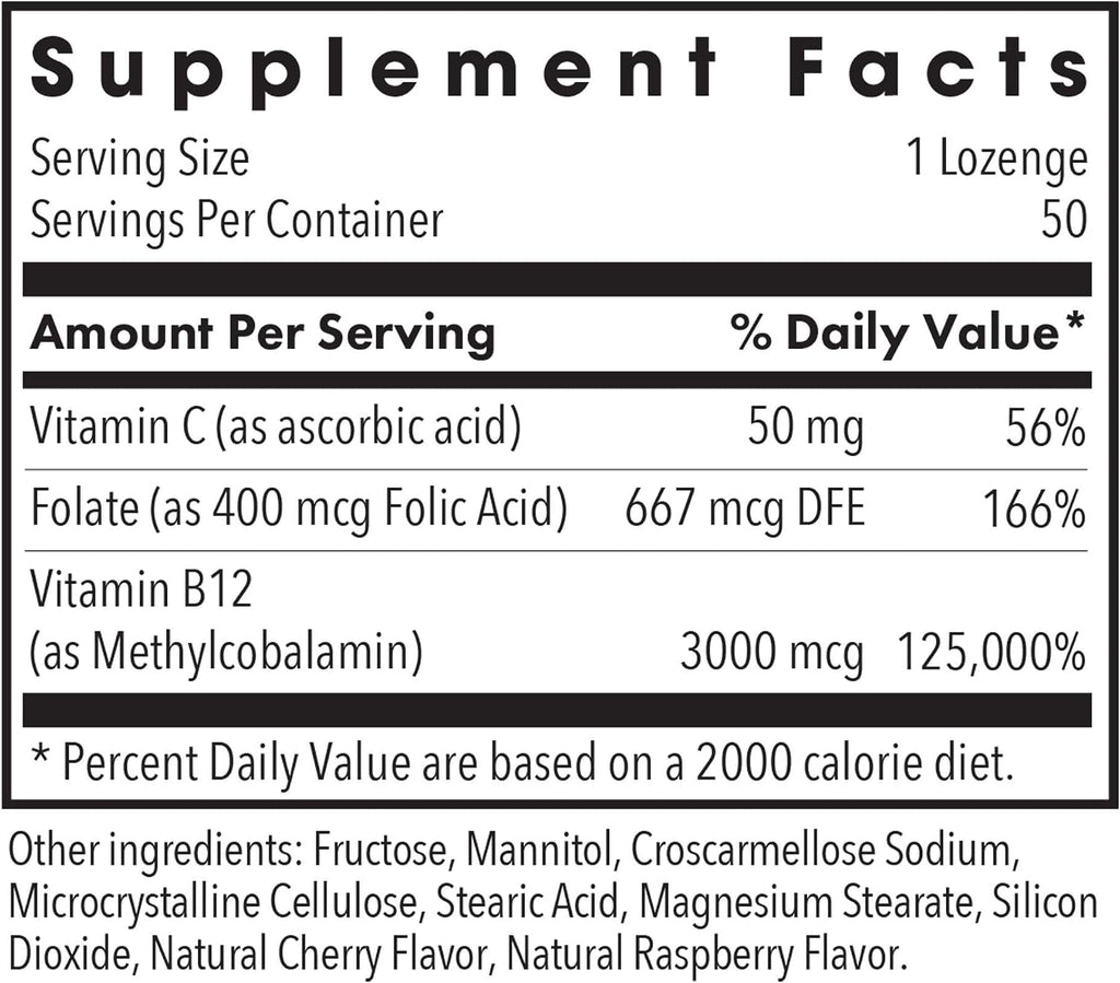 ARG B12 Metilcobalamina 3000 mcg con Folato - 50 Comprimidos