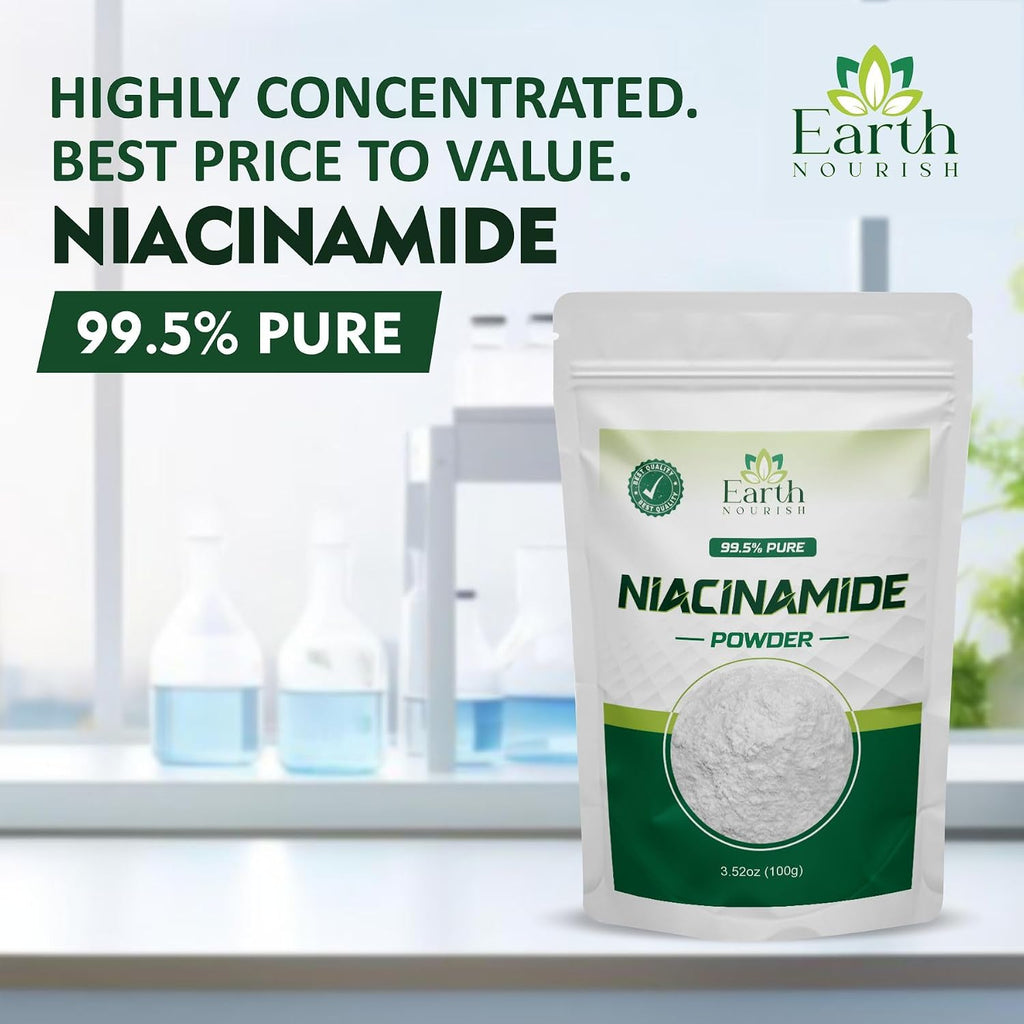 Earth Nourish Niacinamide Powder 3.52 oz / 100g – Grado Cosmético para DIY