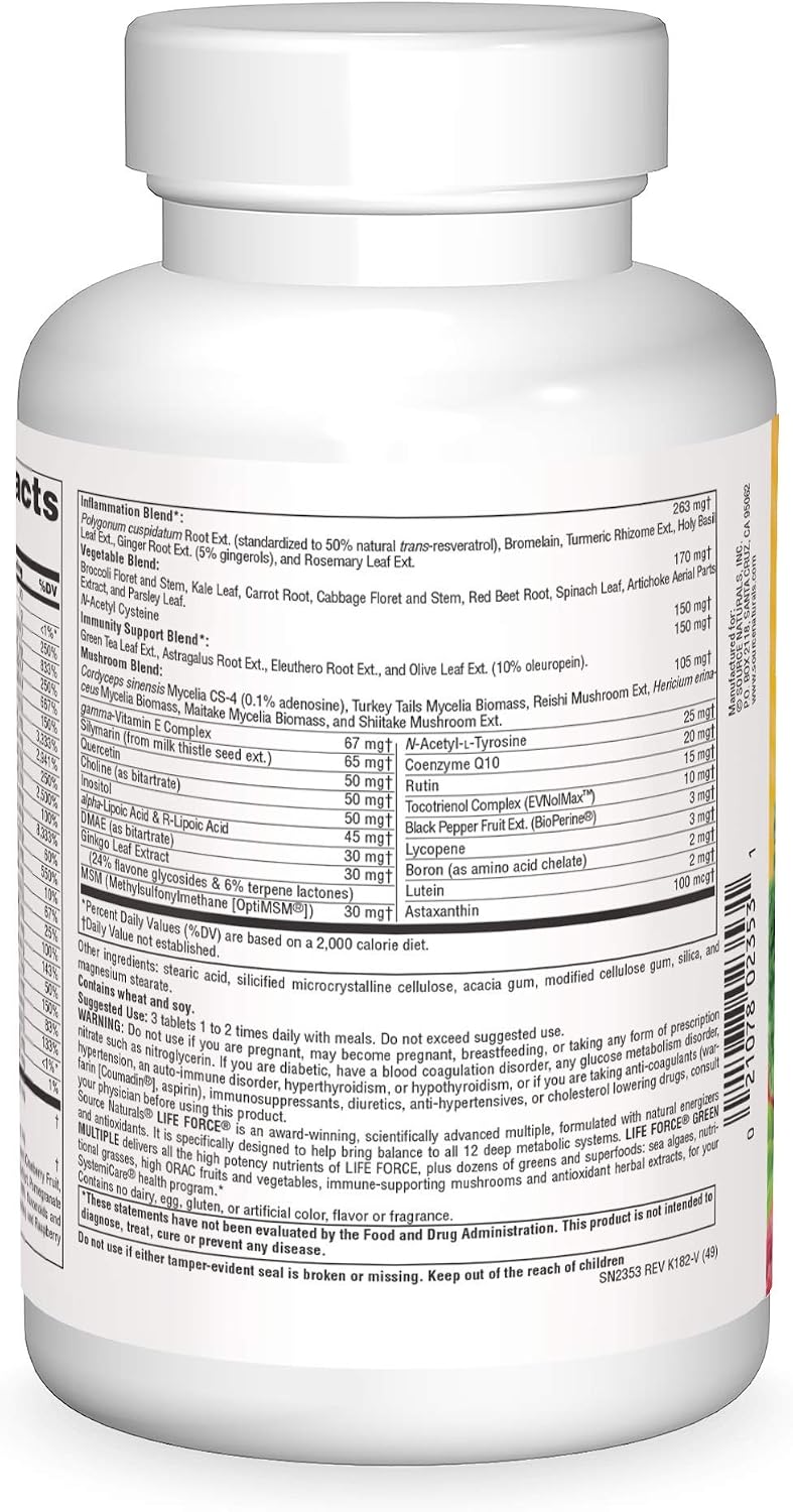 Source Naturals Life Force Green Multiple - 180 tabletas
