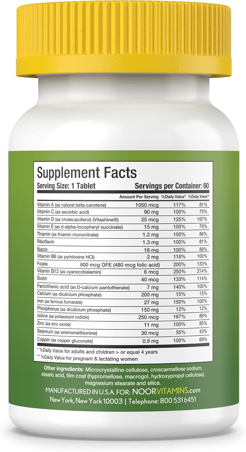 Noor Vitamins Multivitamínico para Mujeres Halal y Vegano | 60 Cápsulas (2 Meses)