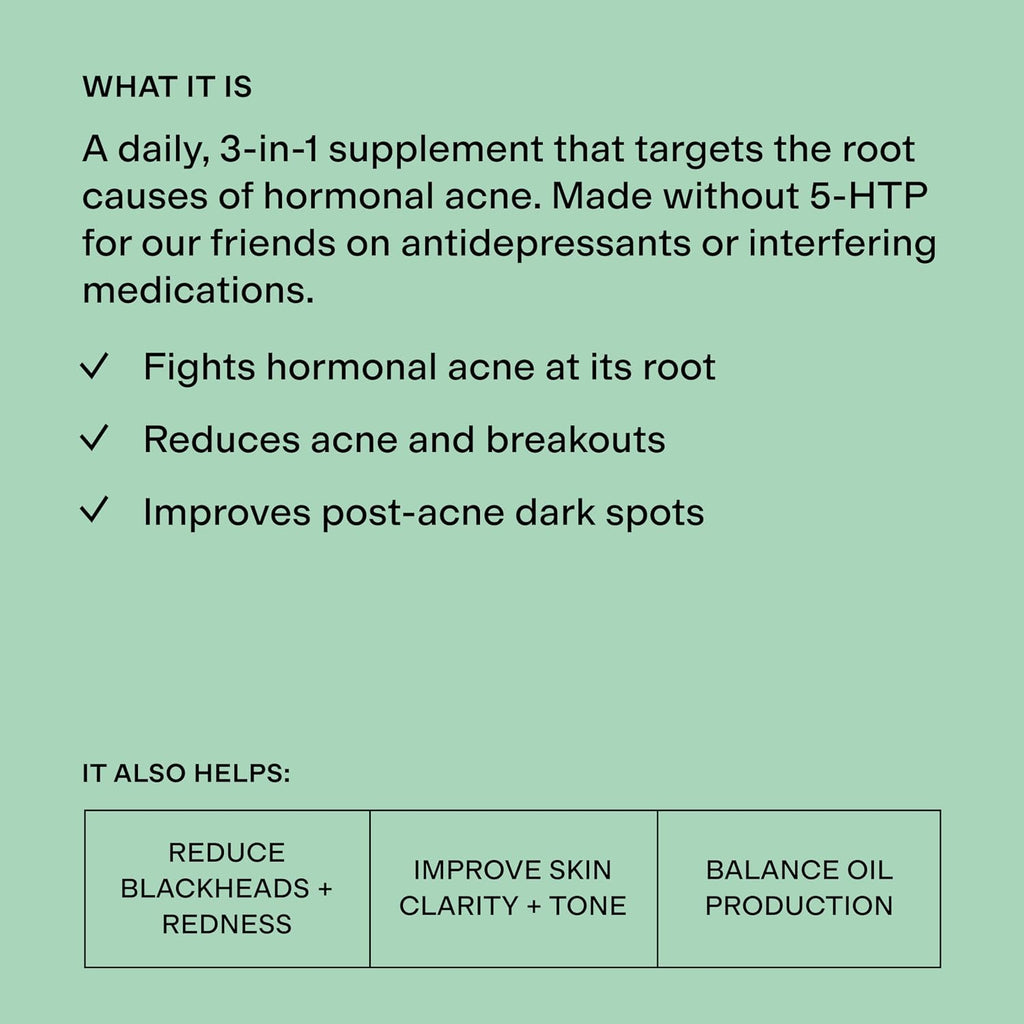 CLEARSTEM - MINDBODYSKIN Hormonal Acne Supplement (No 5-HTP) - Natural DIM Supplement - Skin Care Vitamins - Hormone Balance, Antioxidants - Gluten Free, Cruelty Free - 30 Servings, 90 Capsules