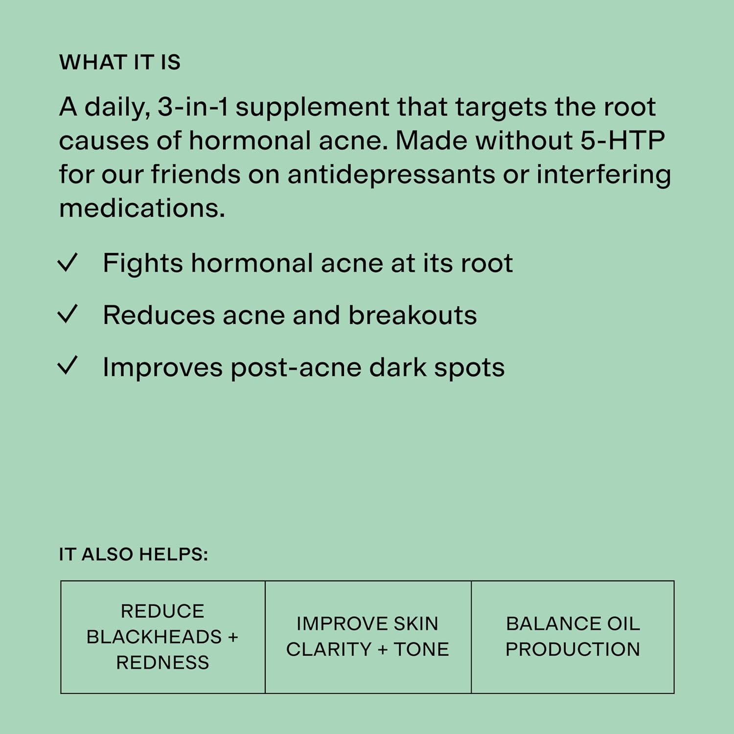 CLEARSTEM - MINDBODYSKIN Hormonal Acne Supplement (No 5-HTP) - Natural DIM Supplement - Skin Care Vitamins - Hormone Balance, Antioxidants - Gluten Free, Cruelty Free - 30 Servings, 90 Capsules
