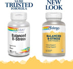 SOLARAY Balanced B Stress con Vitamina C - Complejo B para Energía y Estrés - 100 Cápsulas Veganas