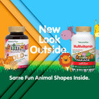 NaturesPlus Animal Parade Gold Multivitamínico Masticable para Niños - Sabor Cereza Natural - 120 Comprimidos (Envase de 2) - Con Vitamina D3, K2 y Probióticos